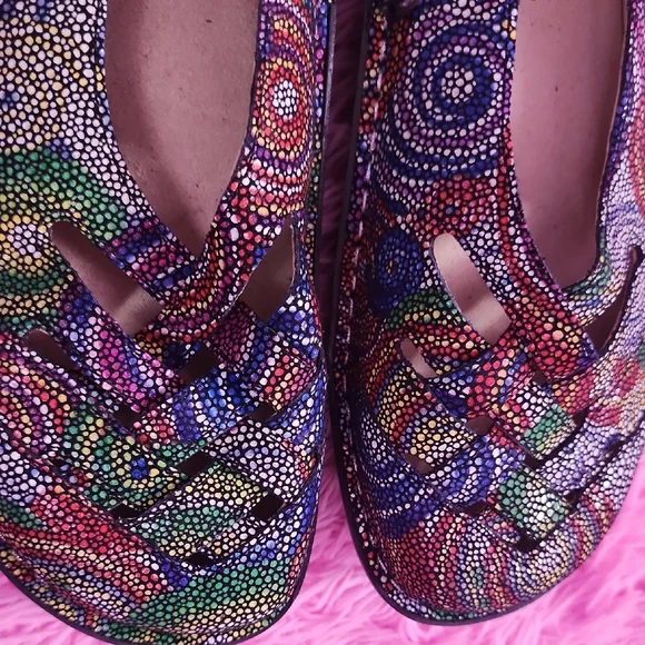 Alegria Blue and Green Sandals Comfortable Artistic Design - Picture 2 of 6